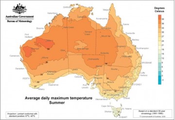 Australian Summer maximum temperatures
