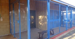 Caged waiting area for the health centre