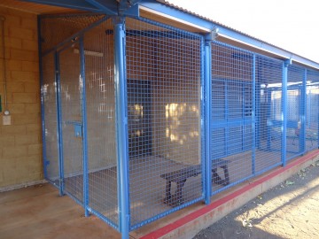 Caged waiting area for the health centre