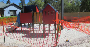 Fenced off childrens play apparatus for maintenance at Boronia Pre-release Centre for Women