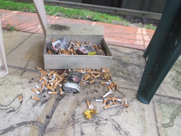 Debris in smoking hut