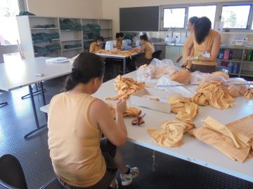 Women in textiles room
