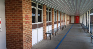 Image of a prisoner walkway at Hakea prison