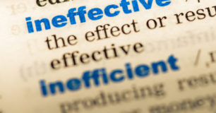 Close-up of the word 'ineffective'