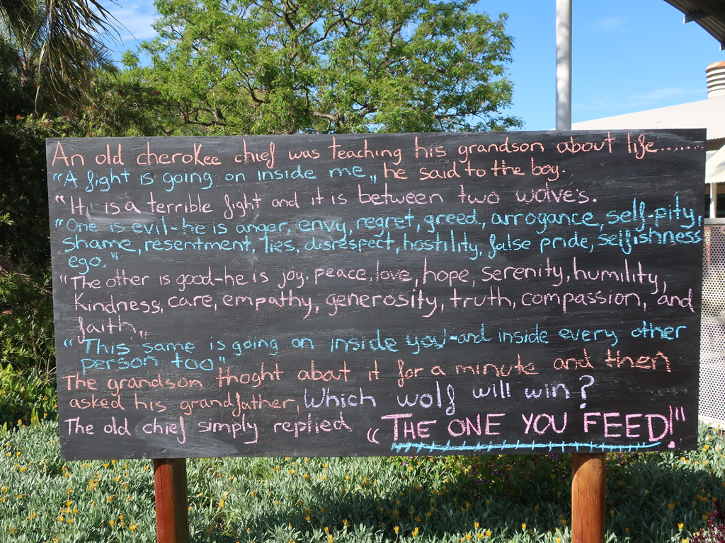 Image of a quote on a blackboard at Wandoo