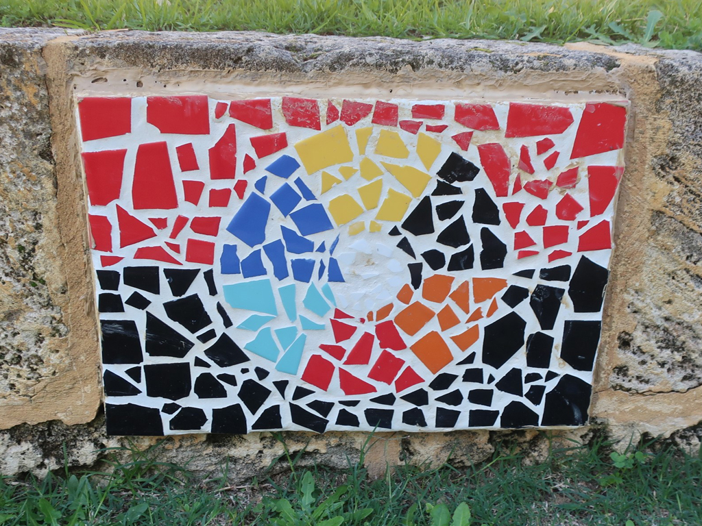 Image of a mosaic mural on a wall at Bandyup Women's Prison