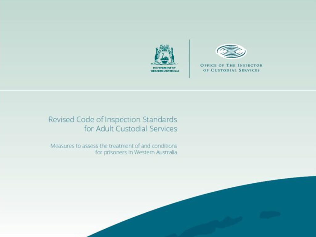 Image of Revised Code of Inspection Standards for Adult Custodial Services Publication