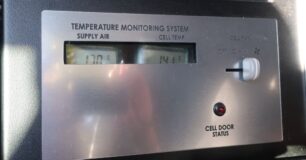 Image of the temperature monitoring system in the cab of a transport van