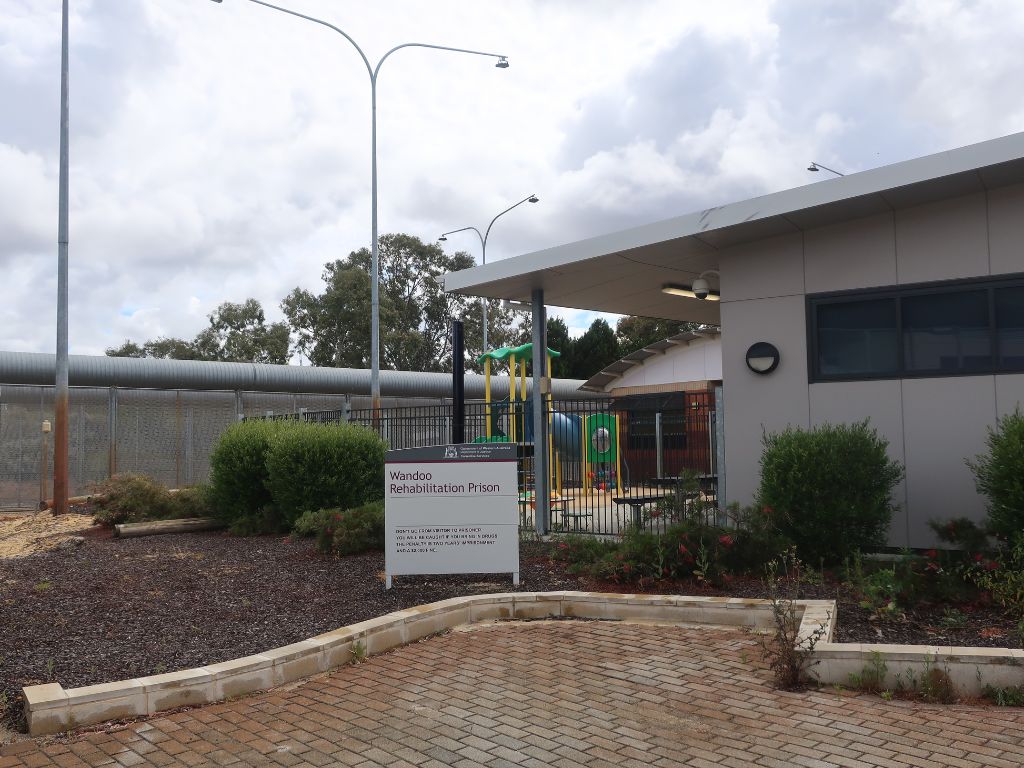Image of the Wandoo Rehabilitation Prison sign outside the facility