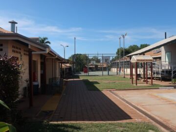 Image of the open main area and basketball court at Broome Regional Prison