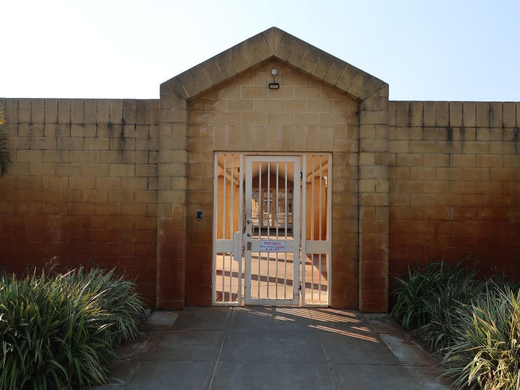 Image of the gate leading to the Administration block at Casuarina Prison