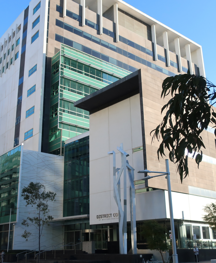 A photo of the District Court building in Perth.