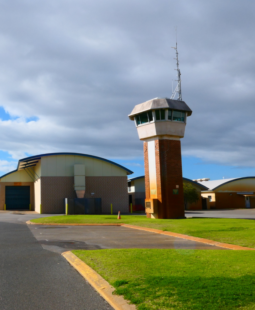 A photo of the old watch tower at Hakea Prison.