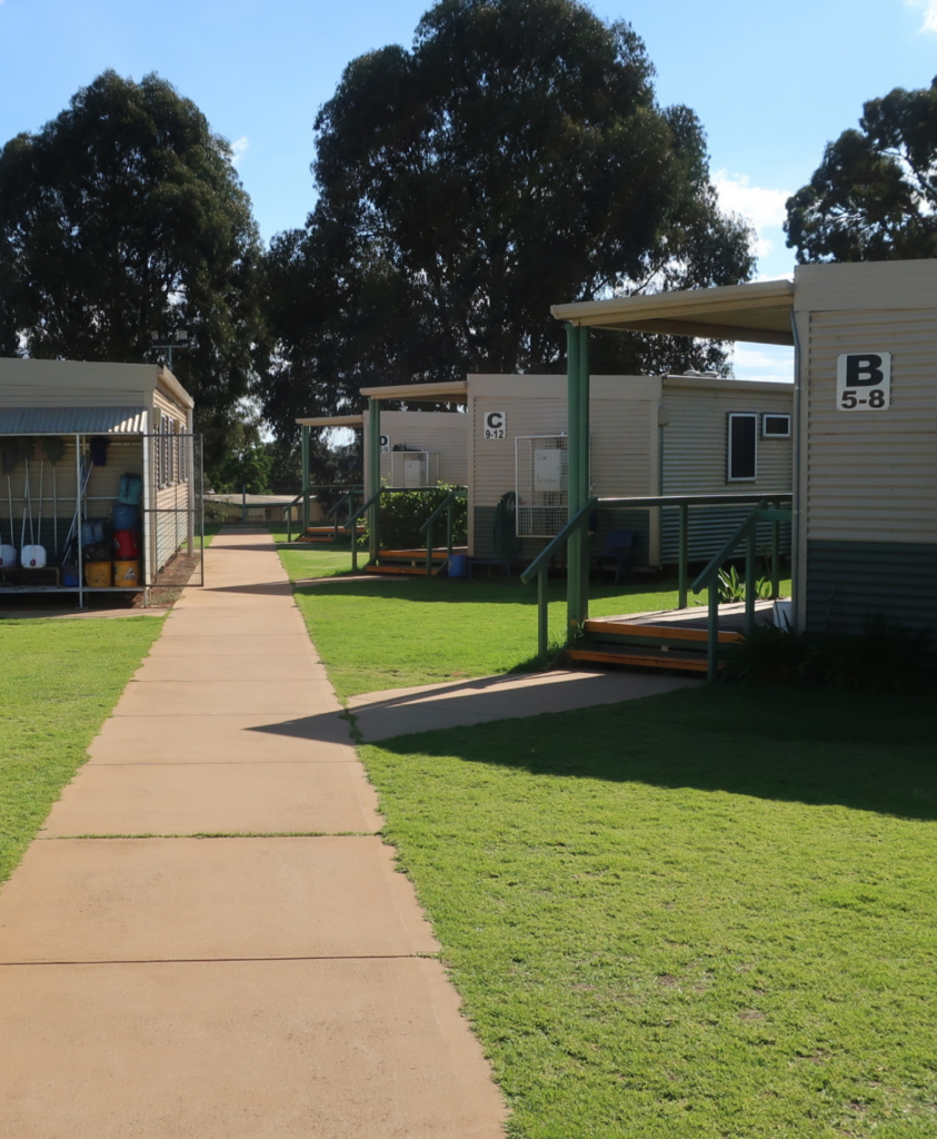A photo of prisoner accommodation blocks at Karnet Prison Farm.