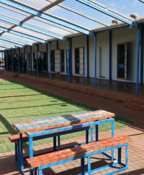A photo of a recreation yard inside an accommodation unit at Roebourne Regional Prison.