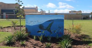 Image of under the sea artwork on the oval at Greenough Regional Prison