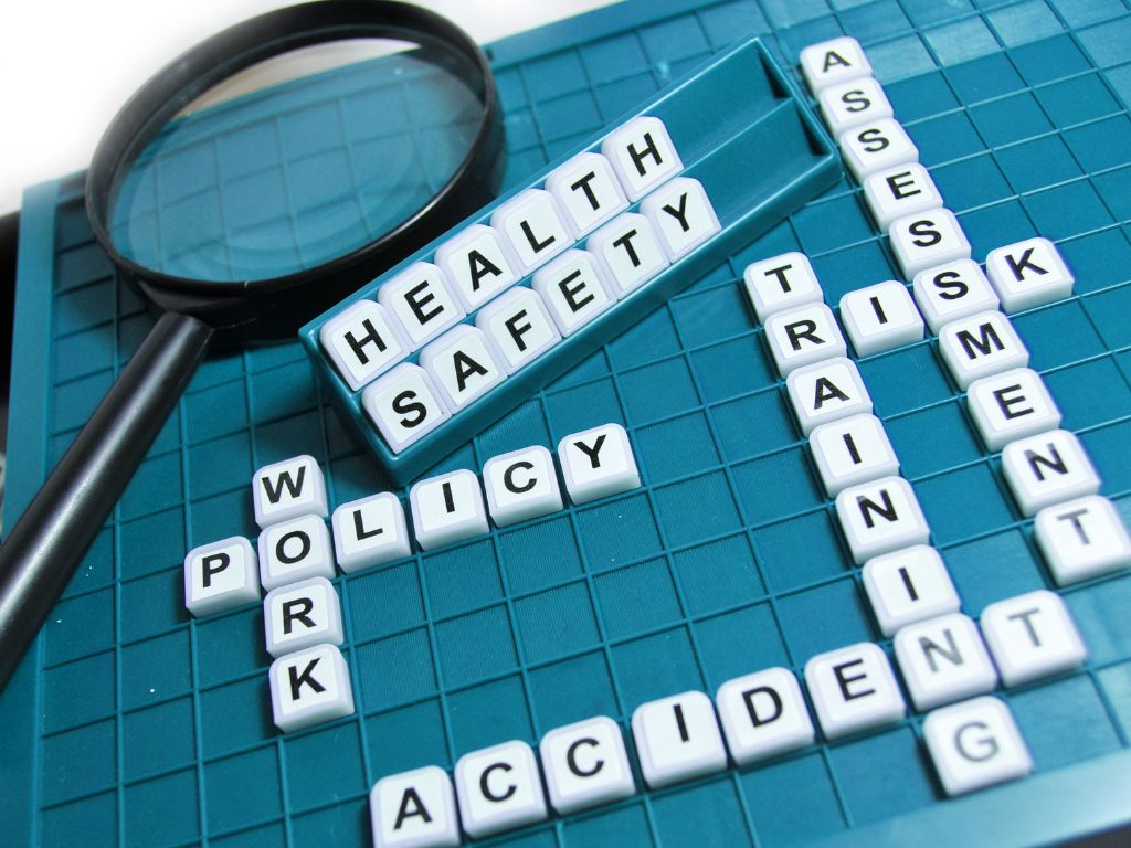 Image of the words health and safety on a scrabble board